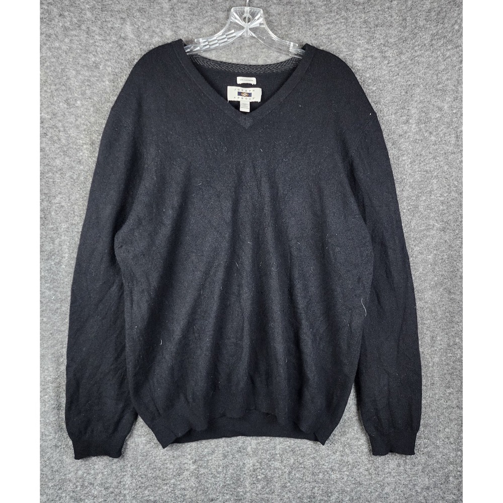 Joseph Abboud Sweater Mens XXL Black 100% Cashmere V-Neck Pullover U-14-A1-FTC